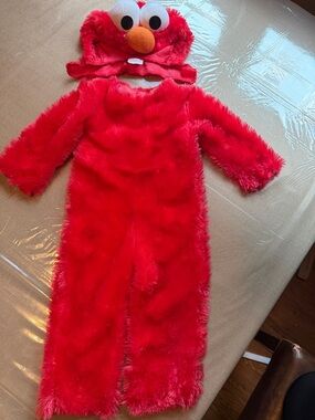 Sesame Street Elmo Fuzzy Red Plush One-Piece Costume with Character Hood
